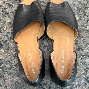 Franco Sarto Black Open-Toe Leather Flats